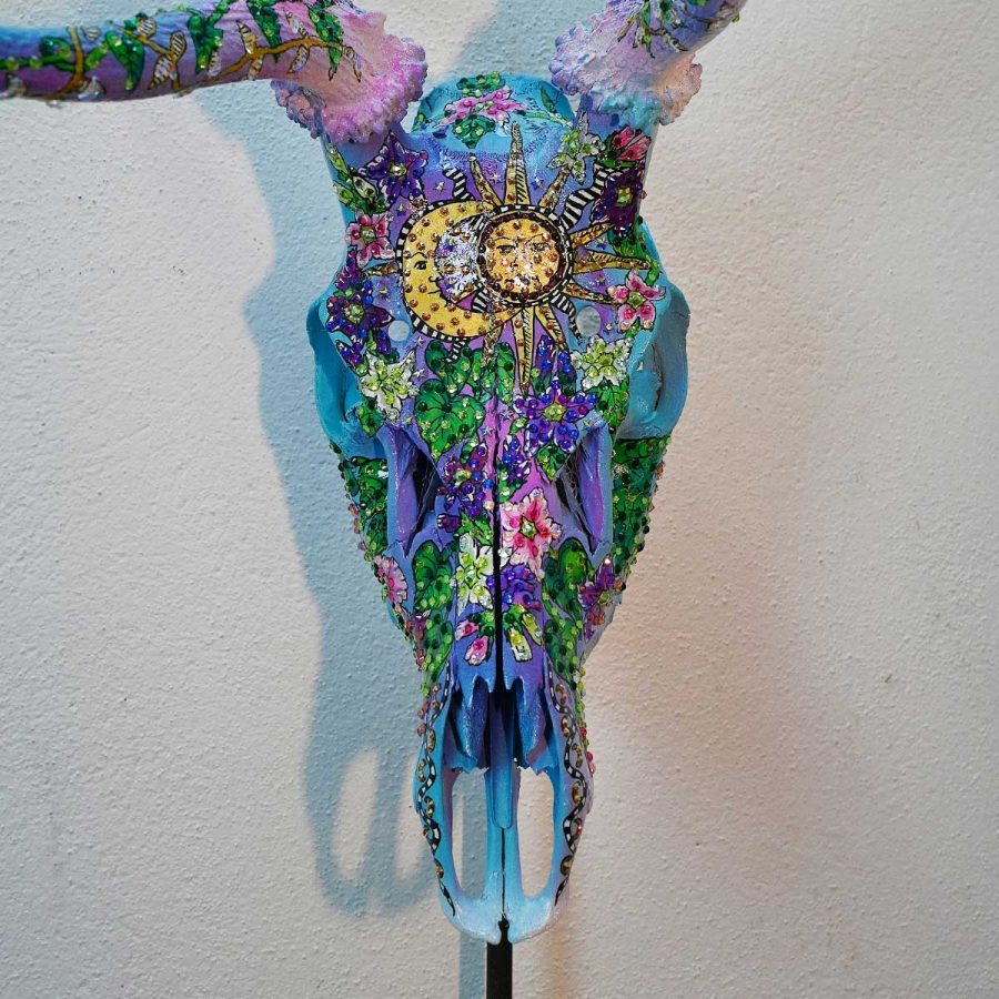 Renaissance Moon Flower Warrior Skull
